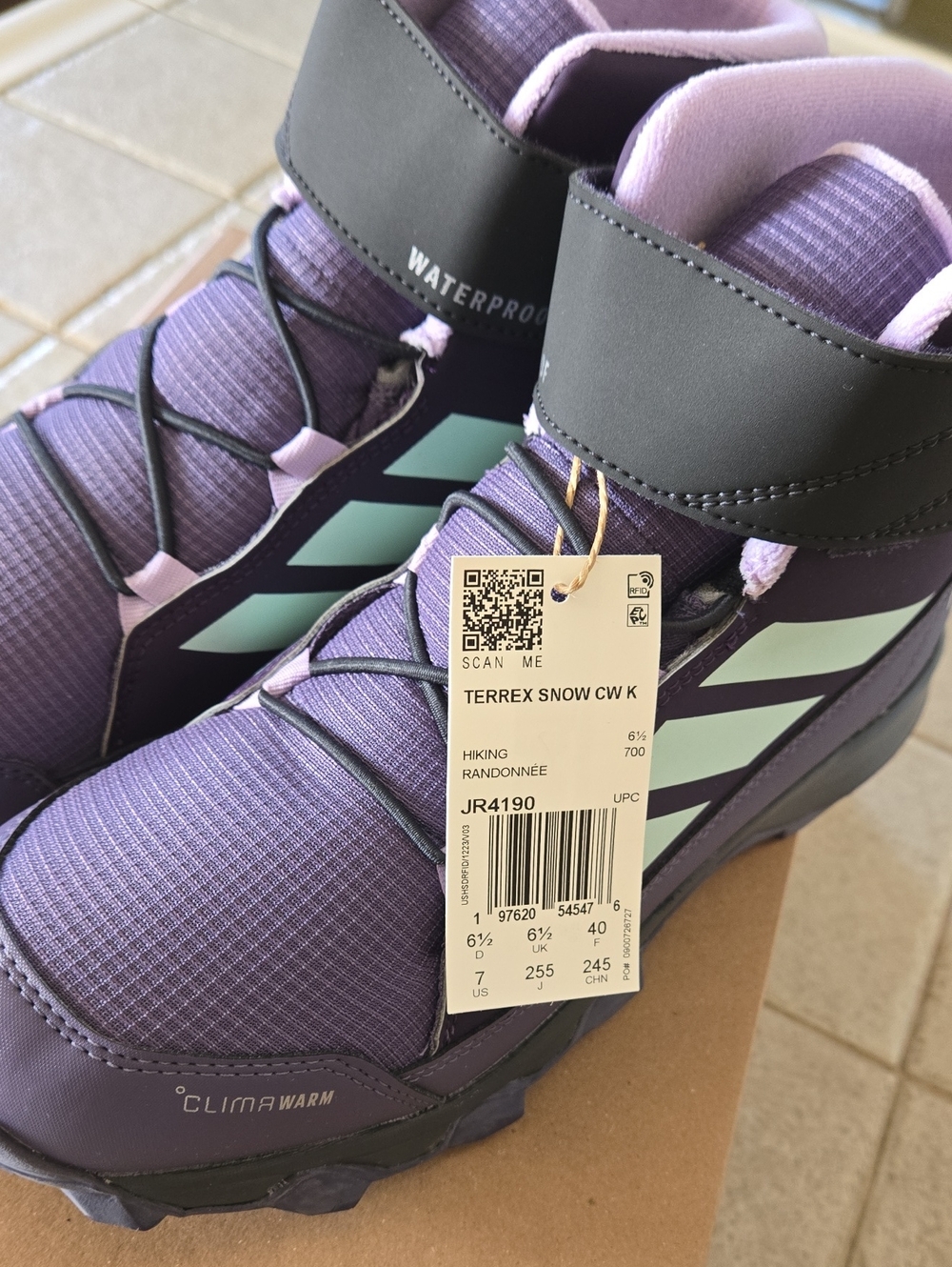 Kids adidas Terrex Snow CW K Purple with Mint Hiking Boots